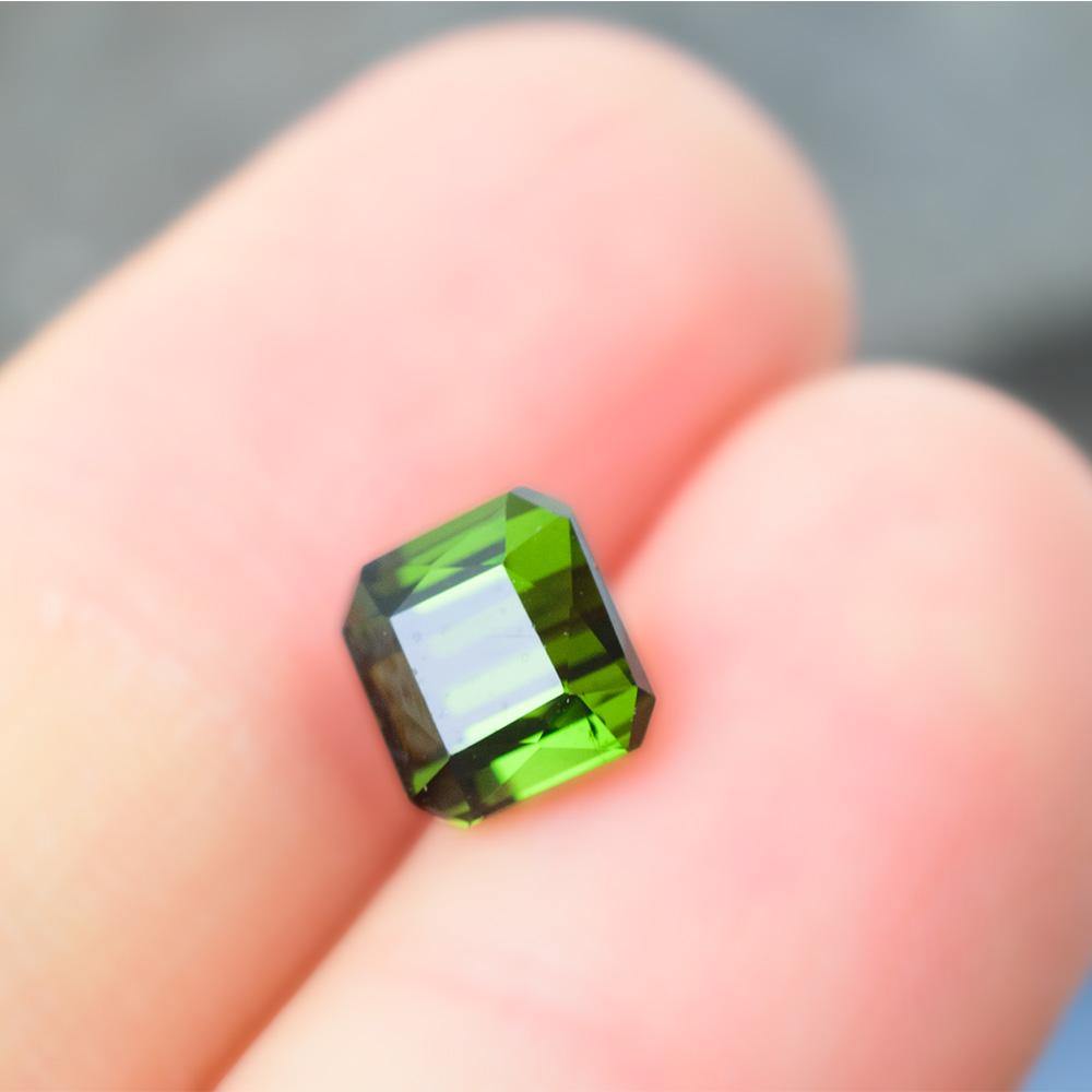 1.5 Carats Green Natural Tourmaline Emerald Cut Gemstone 6.3 x 5.8x 4.8mm - Modern Gem Jewelry 
