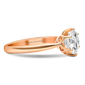 Timeless ROSIE Rose Gold Moissanite Ring Six Prongs | Modern Gem Jewelry | Saratti