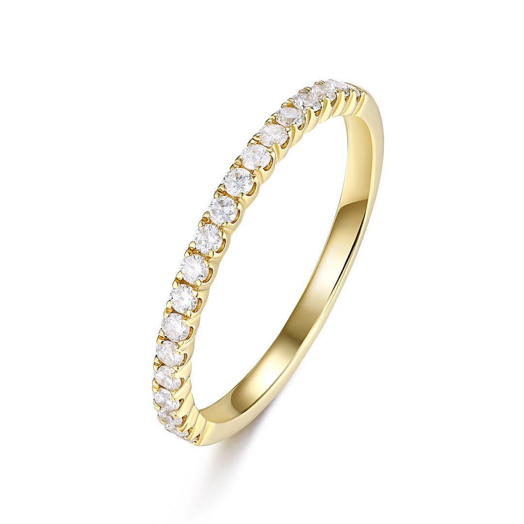 Pave Set Eternity Wedding Band in Yellow Gold with Diamonds Custom Made | Modern Gem Jewelry | Saratti 
