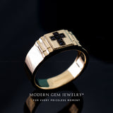 Cross-themed natural black diamond men's band