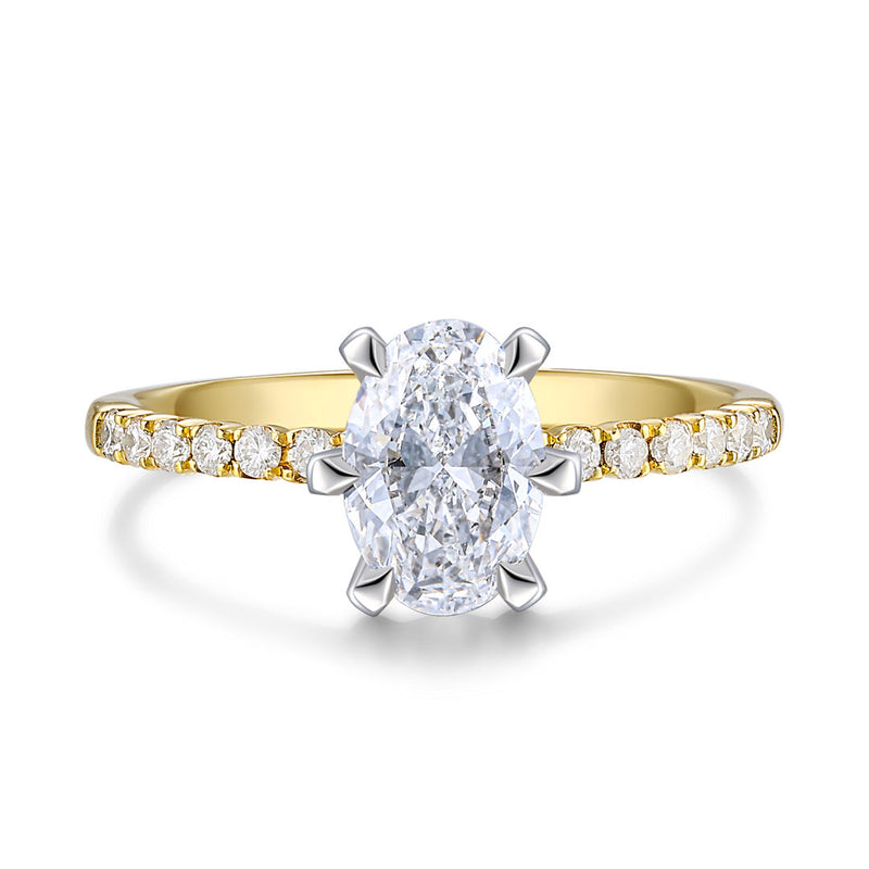 Six-Pronged Yellow Gold Solitaire Oval Diamond Ring | Saratti