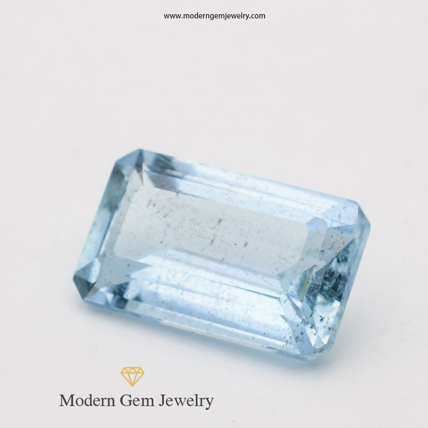 2.9 Carats Rich Blue Brazilian Natural Aquamarine Emerald Cut Loose Gemstone - Modern Gem Jewelry 