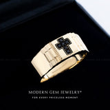 Yellow Gold Black Diamond Men's Ring 