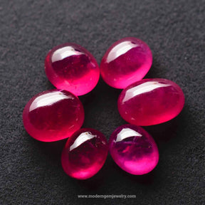 Loose Ruby Gemstone | Cabochon Pigeon Blood Red |  Treated | Custom Jewelry | Modern Gem Jewelry