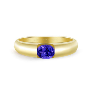 Tanzanite Engagement Ring Tension Yellow Gold | Custom Rings | Modern Gem Jewelry | Saratti