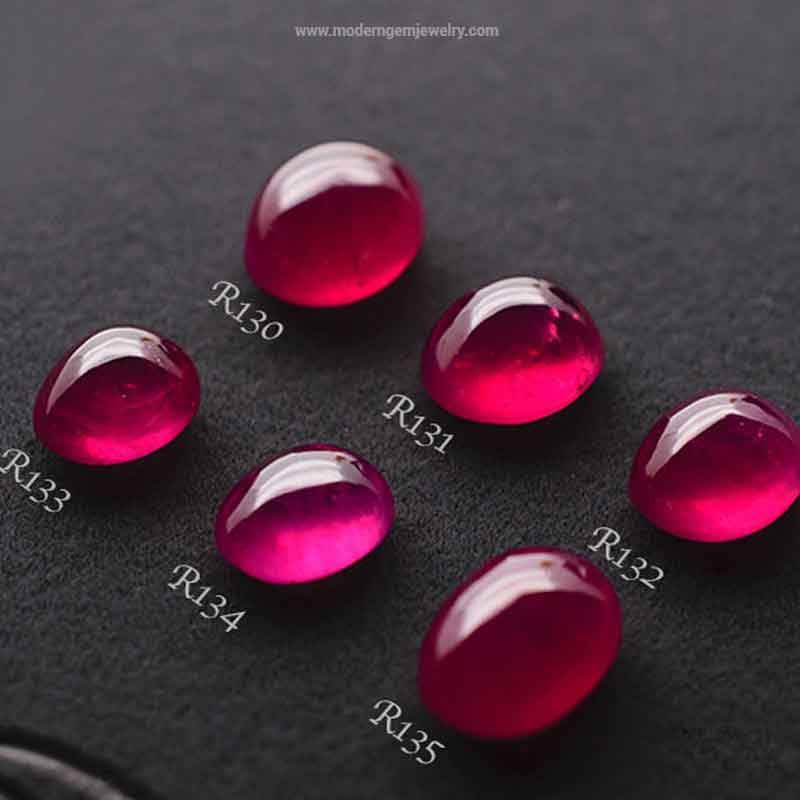 Loose Ruby Gemstone | Cabochon Pigeon Blood Red |  Treated | Custom Jewelry | Modern Gem Jewelry