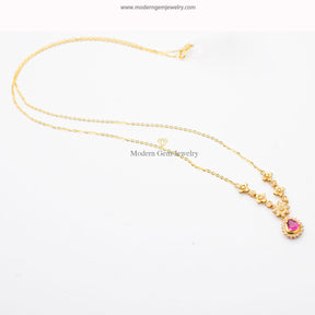 Red Ruby Necklace & Diamonds In 18K Yellow Gold | Custom Necklaces | Modern Gem Jewelry