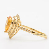 Natural Diamond Pave Natural Citrine Ring 