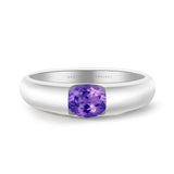 Amethyst Promise Ring in White Gold Oval Bezel | Modern Gem Jewelry | Saratti