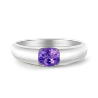 Amethyst Promise Ring in White Gold Oval Bezel