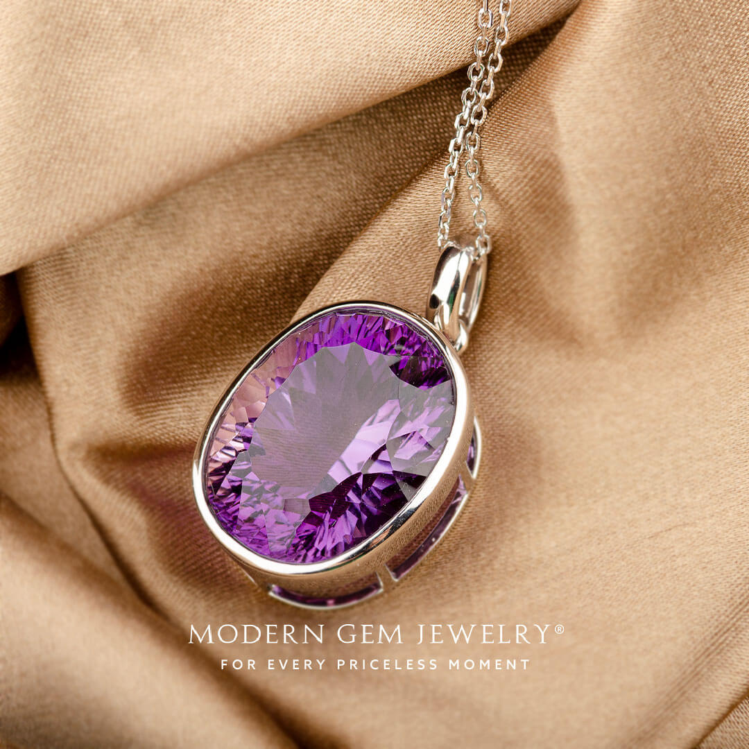 Sterling Silver Amethyst Purple Necklace | Modern Gem Jewelry