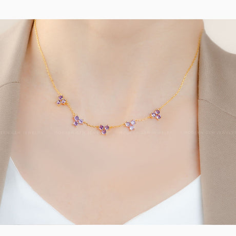 Amethyst Gemstone Necklace in 18K Yellow Gold | Saratti