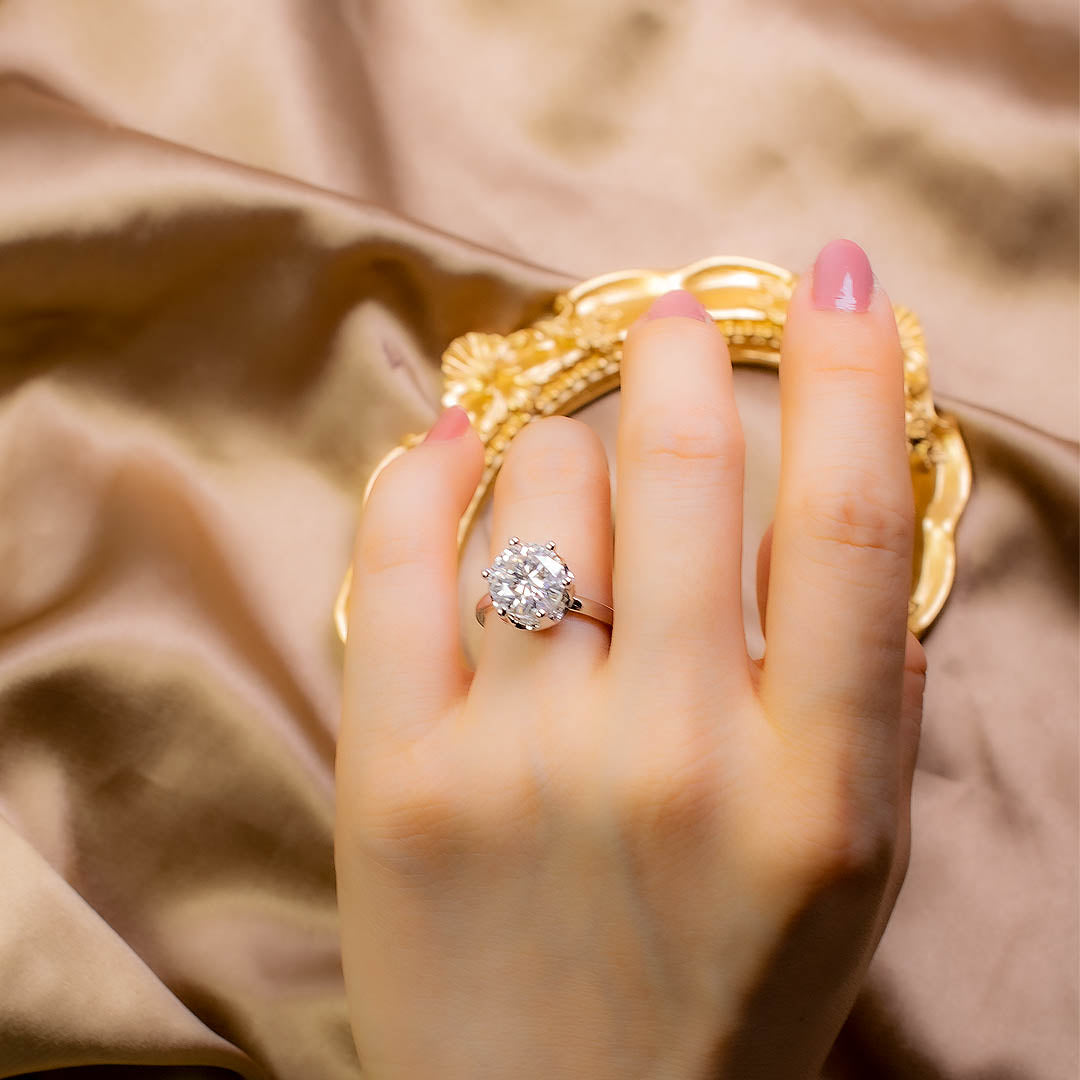 Crown Diamond Ring In 18K White Gold | Custom Rings | Modern Gem Jewelry