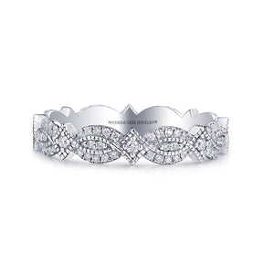 Art Deco Wedding Band with Diamonds in White Gold | Modern Gem Jewelry | Saratti