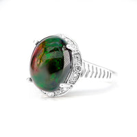Opal Promise Ring with Diamonds in White Gold