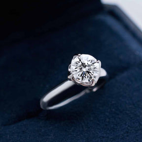 Timeless ALY Round Moissanite Promise Ring in White Gold | Modern Gem Jewelry | Saratti