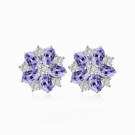 Purple Earrings with Natural Diamonds in 18K White Gold | Modern Gem Jewelry