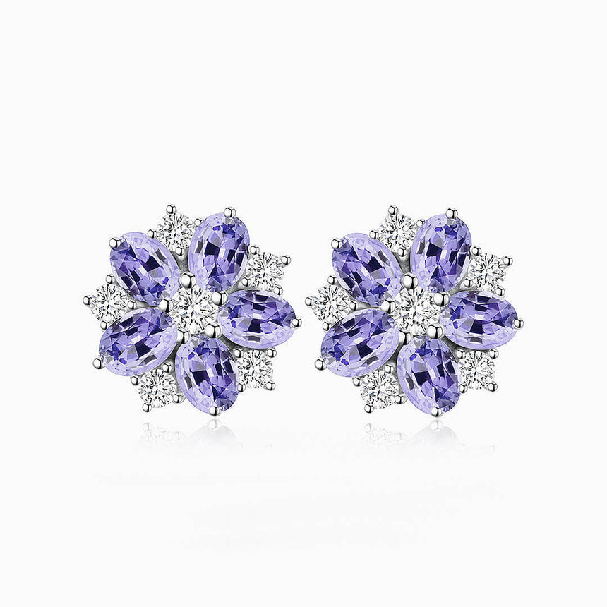 Purple Earrings with Natural Diamonds in 18K White Gold | Modern Gem Jewelry