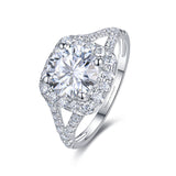 2ct moissanite split shank pave engagement ring in 18K White Gold 