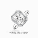 Radiant Cut Moissanite Halo Engagement Ring | Modern Gem Jewelry