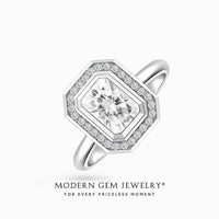 Brielle • Radiant Cut Moissanite White Gold Bezel Ring