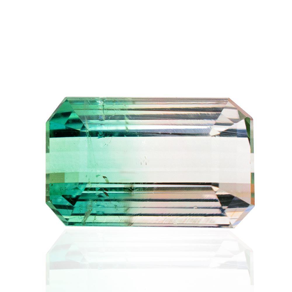 7.1 Carats Bi-color Tourmaline Gemstone Emerald Cut | 13mm x 8.1mm