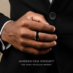 Mens Wedding Rings Black 18K Gold | Custom Men Wedding Band | Modern Gem Jewelry | Saratti