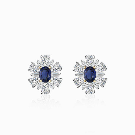 Blue Earrings with Natural Sapphire and Diamonds in 18K White Gold | Modern Gem Jewelry