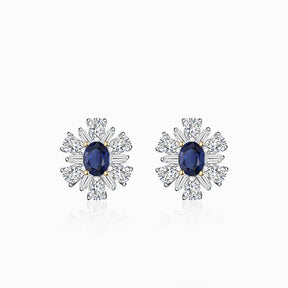 Blue Earrings with Natural Sapphire and Diamonds in 18K White Gold | Modern Gem Jewelry