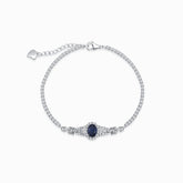 Blue Bracelet with Oval Natural Sapphire with Natural Diamonds and Lobster Clasp in 18K White Gold | Modern Gem Jewelry