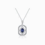 Blue Sapphire Necklace in White Gold