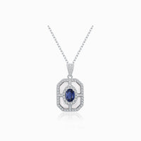Blue Sapphire Necklace in White Gold