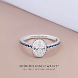 Oval Diamond Engagement Ring in White Gold | Modern Gem Jewelry