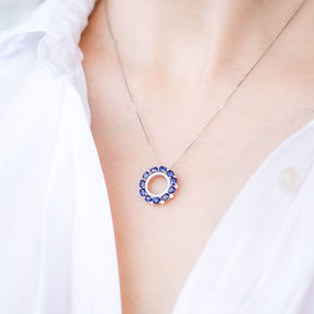 Royal Blue Sapphire and Diamond Necklace | Saratti