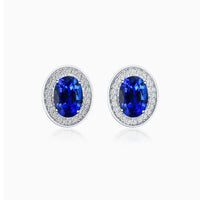 Blue Sapphire Stud Earrings in 18K White Gold