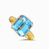 Aquamarine Engagment Ring in Bezel Set | Modern Gem Jewelry | Saratti