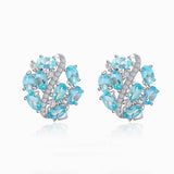 Diamond Earrings with Natural Apatite in 18K White Gold | Modern Gem Jewelry