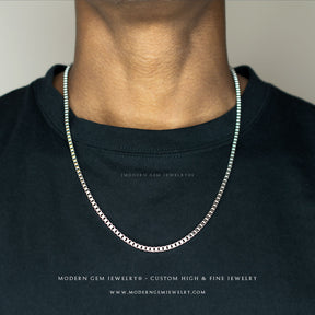 White Gold Box Chain Necklace | Saratti