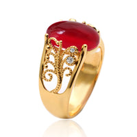 Oval Cabochon Ruby Ring in 18K Gold