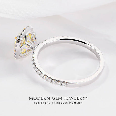 Cathedral Setting on 18K Gold Fancy Yellow Diamond Ring 