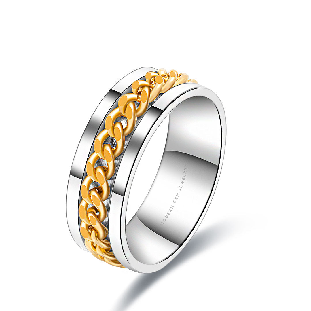 El Cubano Amarillo Cuban Link Ring | Custom Made Wedding Bands | Modern Gem Jewelry | Saratti