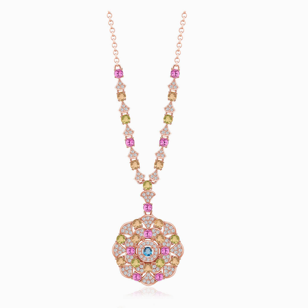 Vintage Inspired Tourmaline Necklace in Rose Gold | Saratti