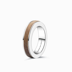 Women's Wood-Inspired Comfort Fit Band in 18K White Gold | Modern Gem Jewelry | Saratti 
