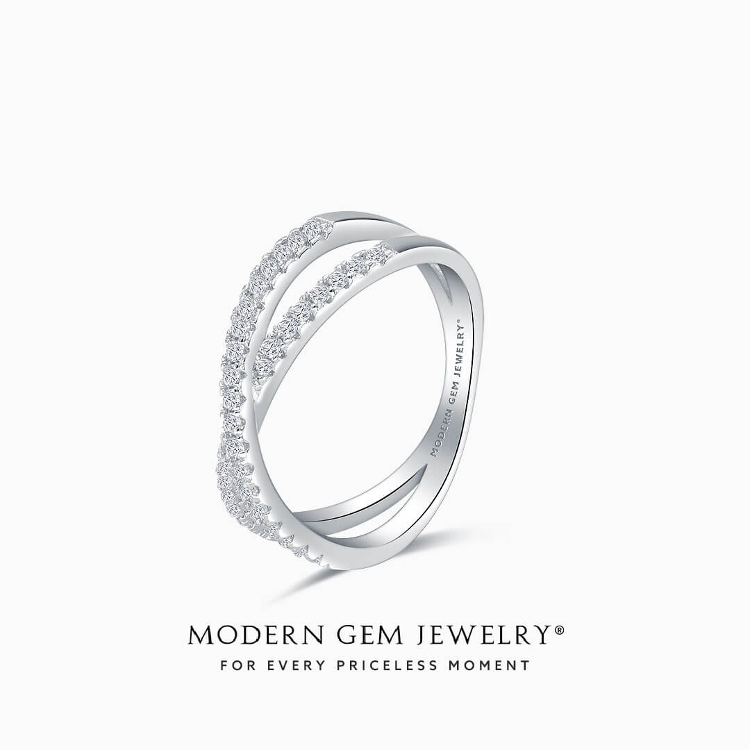 Criss Cross Wedding Band with Diamonds | Modern Gem Jewelry | Saratti 
