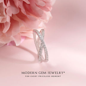 Two in one Wedding Band with Diamonds in 18K White Gold | Modern Gem Jewelry | Saratti 