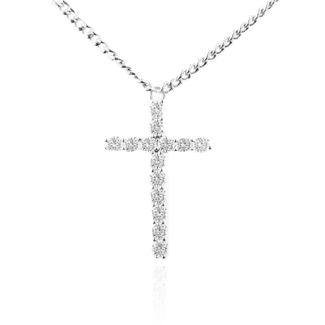 Infinity Cross Necklace In 18K White Gold | Saratti
