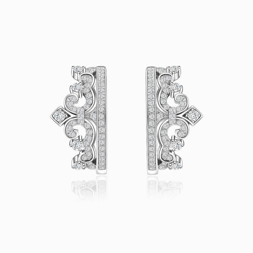 Tiara-Inspired Circle Diamond Earrings  | Modern Gem Jewelry