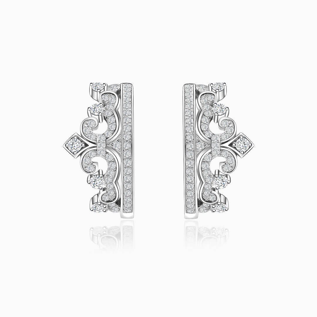 Tiara-Inspired Circle Diamond Earrings  | Modern Gem Jewelry