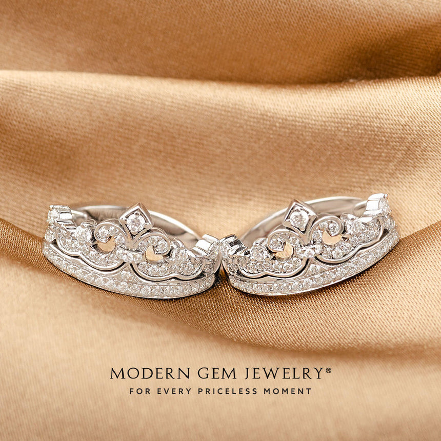 Tiara-Inspired Circle Diamond Earrings  | Modern Gem Jewelry