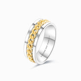 Two Tone Mens Wedding Band in 18K Yellow and White Gold Comfort Fit Band | Modern Gem Jewelry | Saratti